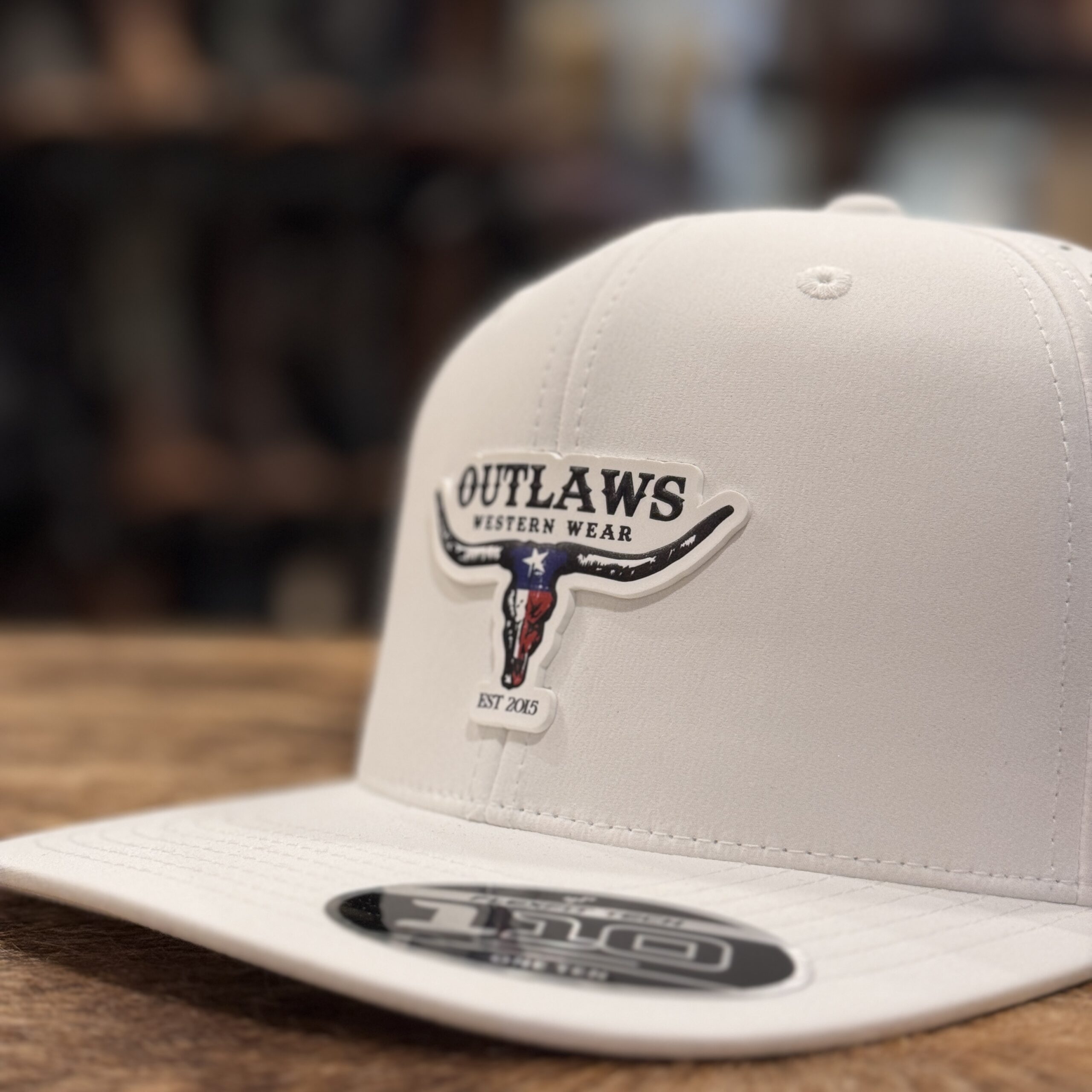 Outlaws White Flat Performance Texas Logo - OUTLAWS WESTERN WEAR