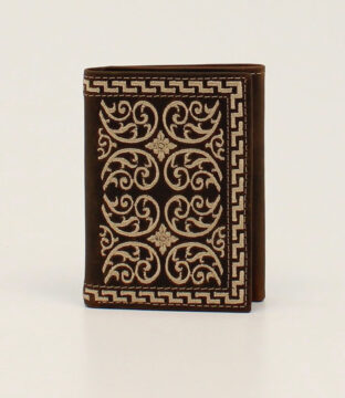 Nocona Trifold Wallet Cream Embroidered Brown N500026002