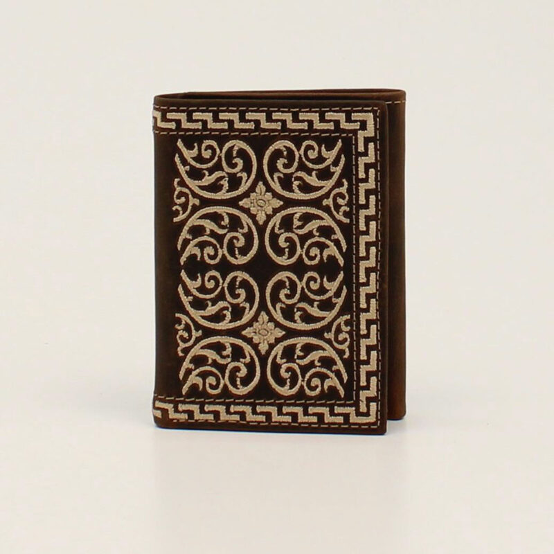 Nocona Trifold Wallet Cream Embroidered Brown N500026002