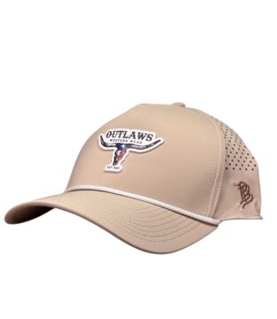 Outlaws Tan Curved Bill Performance Cap – PVC Texas Logo Patch Exclusive – OBBPVC-01