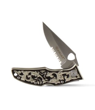 Ariat Hybrid Engraved Black & Silver Knife A710012601-L