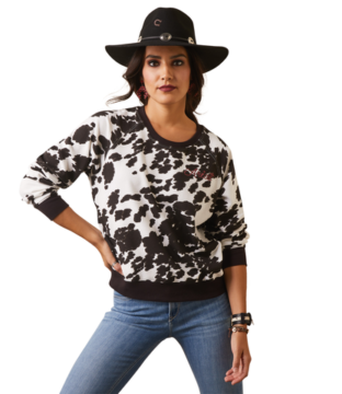 Ariat Cow Print Crew Sweatshirt