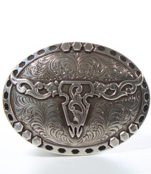 Nocona Oval Floral Skull Belt Buckle 37717