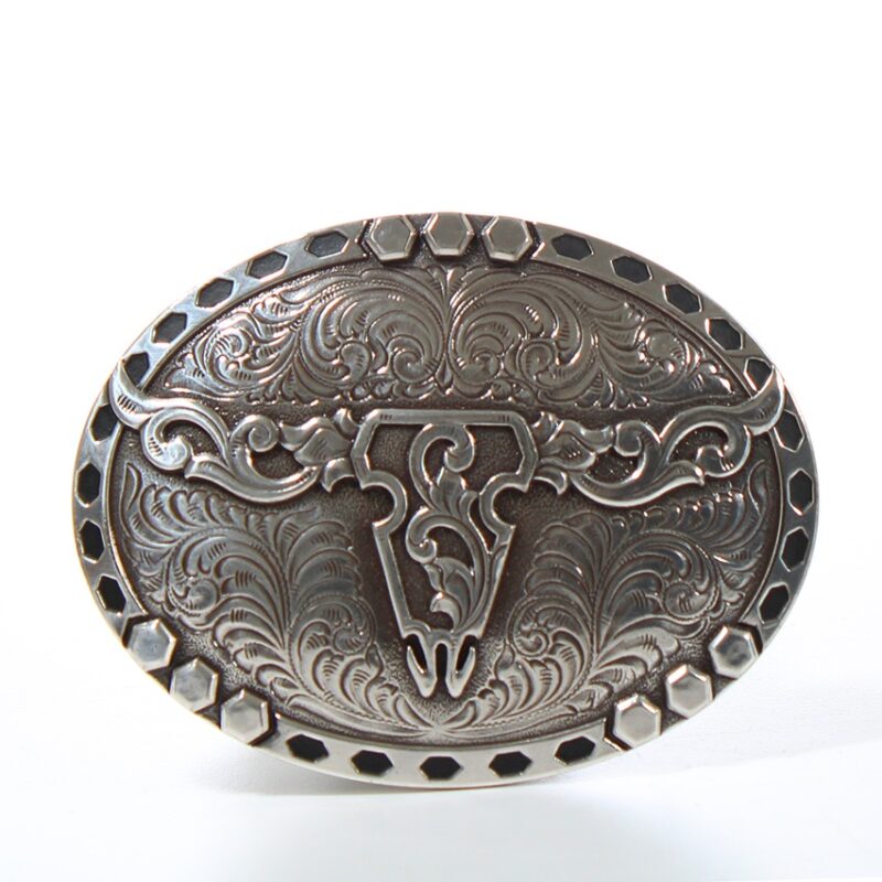 Nocona Oval Floral Skull Belt Buckle 37717