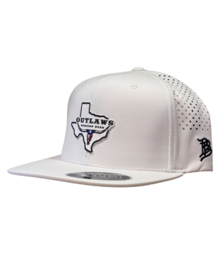 Outlaws White Flat Bill Performance Cap – PVC Texas Map Patch Exclusive OBBPVC-09