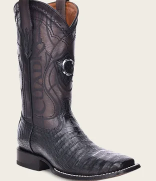 Men’s Cuadra Black Caiman Wide Square Toe Cowboy Boots