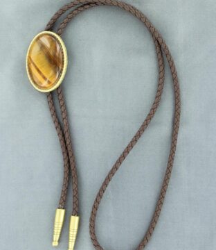 Oval Tigers Eye Stone Bolo Tie 22840