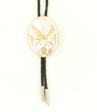 Oval Eagle Silver/Gold Bolo Tie C10836