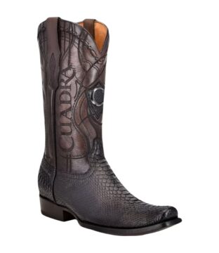 Men’s Cuadra Narrow Square Toe Black Python Boots