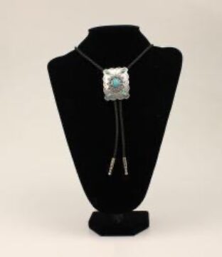 Rectangle Western Turquoise Stone Concho Bolo Tie