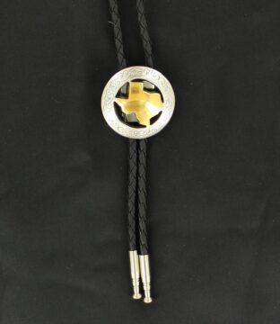 State Texas Round Engraved Bolo Tie