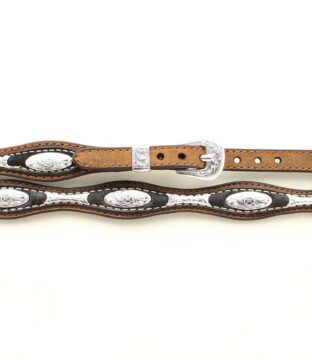 Genuine Leather Scalloped Oval Conchos Hatband