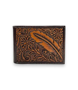 Ariat Bifold Feather Embossed Brown Wallet A3557602