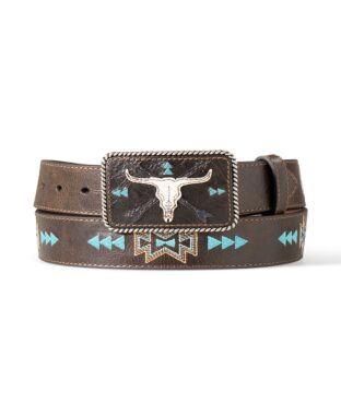 Women’s Ariat Cow Skull Arrow Brown Belt A1565834