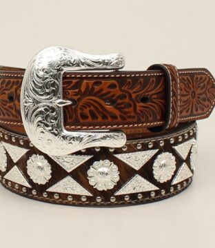 Men’s Ariat Western Conchos Brown Belt A1023808