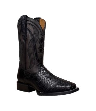 Men’s Cuadra Genuine Black Python Square Toe Boots CU668