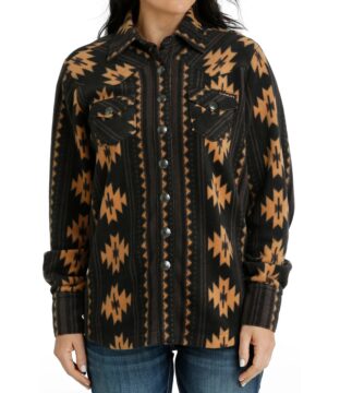 Women’s Cinch Southwest Print Polar Fleece Black Shirt Jacket  MAJ9859002