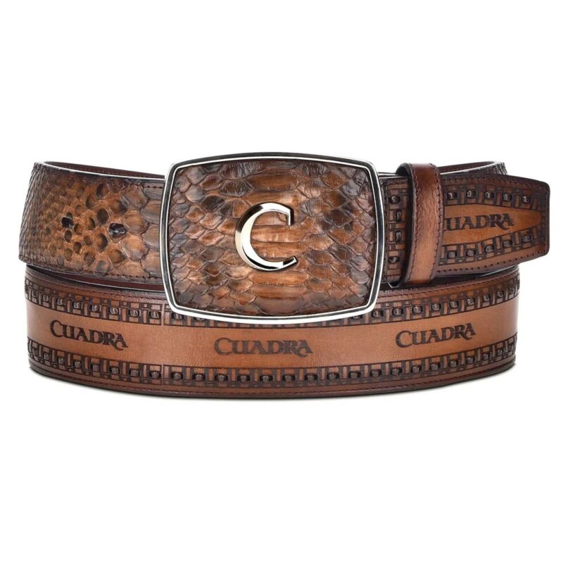 Men's Cuadra Python Woven Brown Leather Belt BC200