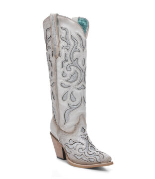 Women’s Corral White Embroidery & Glitter Inlay Tall Boot Z5352