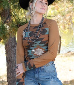Cruel Women’s Brown Long Sleeve Raglan Top CTK7522001