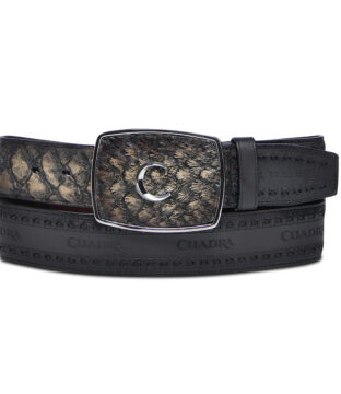 Men’s Cuadra Pirarucu Antique Black Leather Belt BC425