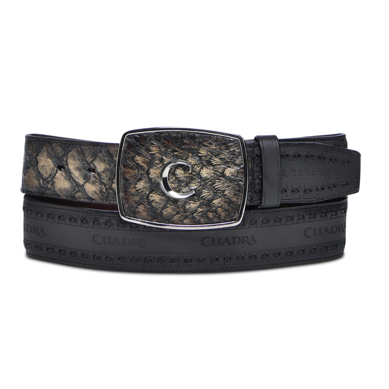 Men's Cuadra Pirarucu Antique Black Leather Belt BC425