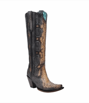 Women’s Corral Genuine Python Saddle / Blue Tall Boot A4715