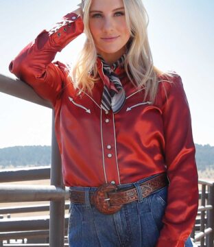 Women’s Cruel Denim Red LS Vintage Red Western Shirt CTW7466011