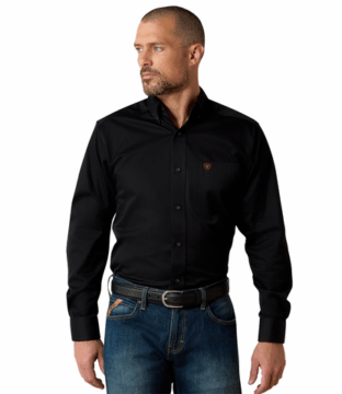 Men’s Ariat Fitted Solid Twill Black Shirt 10034229