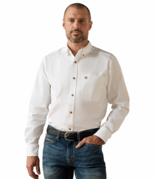 Men’s Ariat Fitted Solid Twill White Shirt 10034230