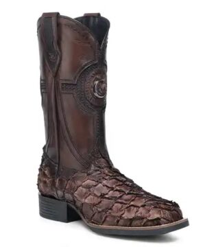 Men’s Cuadra Brown Pirarucu Fish Cowboy Boots CU980