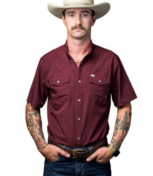 Men’s Ferrell Brand Core Maroon Short Sleeve Snap Shirt FSS1002331