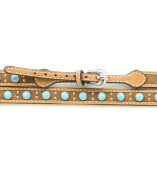 Genuine Leather Twister Hatband With Turquoise Stones 0273044