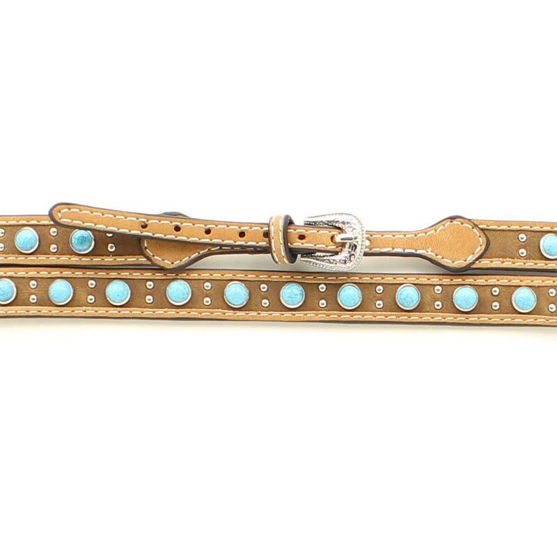 Genuine Leather Twister Hatband With Turquoise Stones 0273044