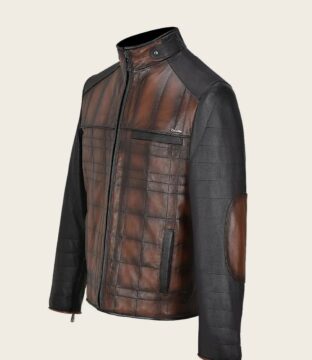 Men’s Cuadra Brown Lambskin Leather Zipper Jacket JC176