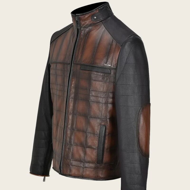 Men's Cuadra Brown Lambskin Leather Zipper Jacket JC176