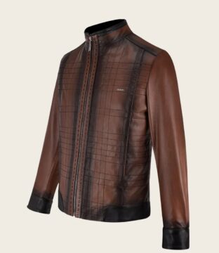 Men’s Cuadra Brown Lambskin Leather Zipper Jacket JC160