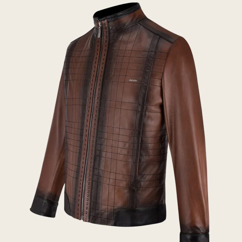 Men's Cuadra Brown Lambskin Leather Zipper Jacket JC160