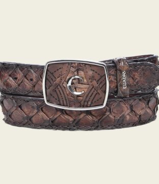 Men’s Cuadra Honey Brown Pirarucu Leather Belt BC391