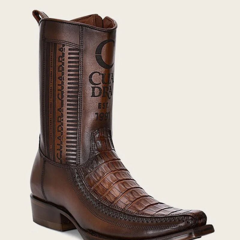 Men's Cuadra Brown Fuscus Caiman Belly Zipper Boot CU698