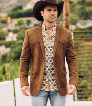 Men’s Platini Brown Faux-Suede Western Sport Coat BLZ9447