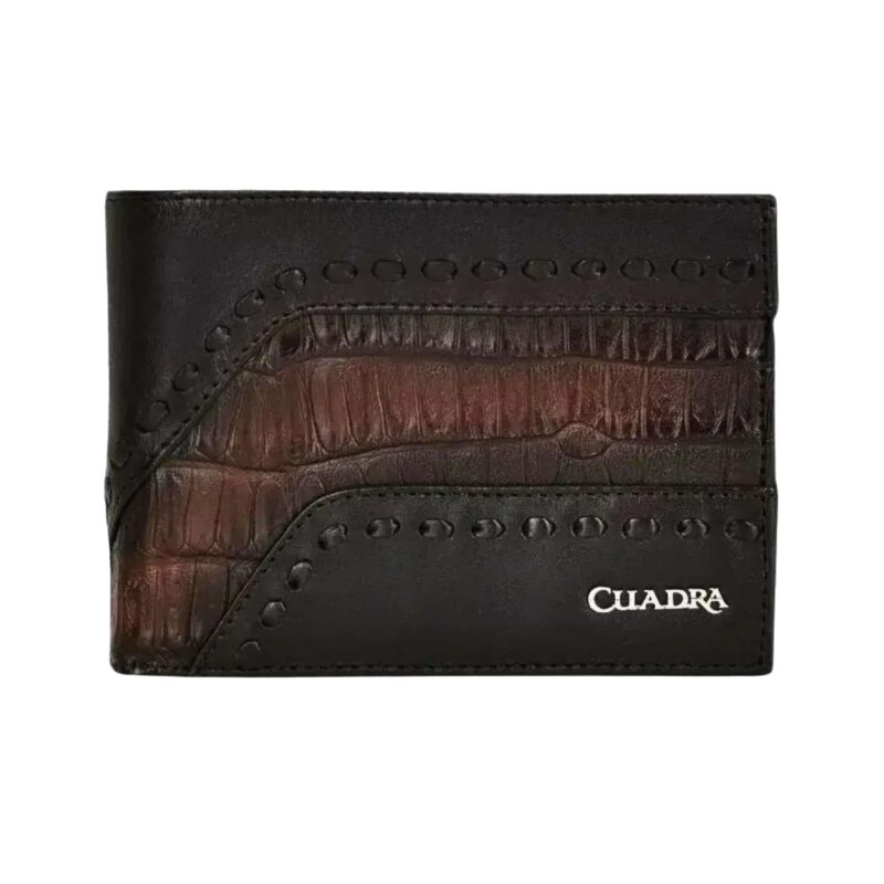 Cuadra Fuscus Caiman Brown Plunge Bifold Wallet DU483
