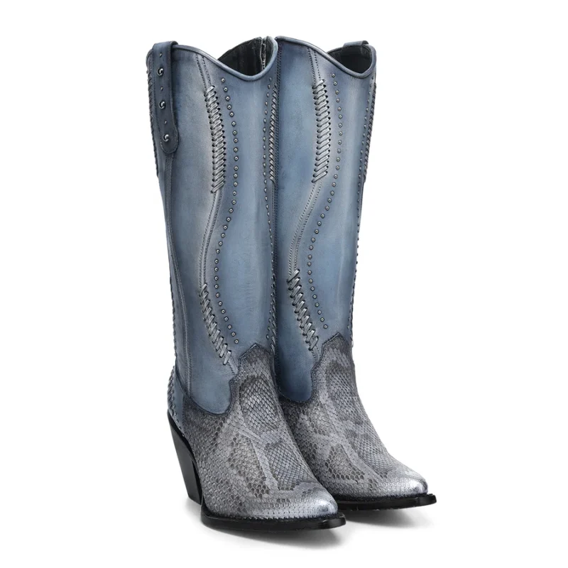 Women's Cuadra Blue Python Western Tall Fashion Boots CC259
