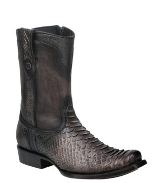 Men’s Cuadra Chocolate Python Zipper & Studs Square Toe Boots CC214